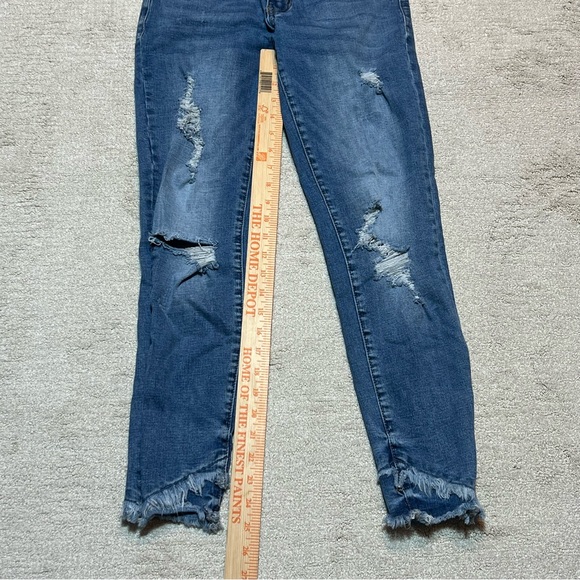 KANCAN Mid Rise Ankle Skinny Distressed KC6204M raw hem Jeans Women’s Sz.5/26 - Picture 7 of 7
